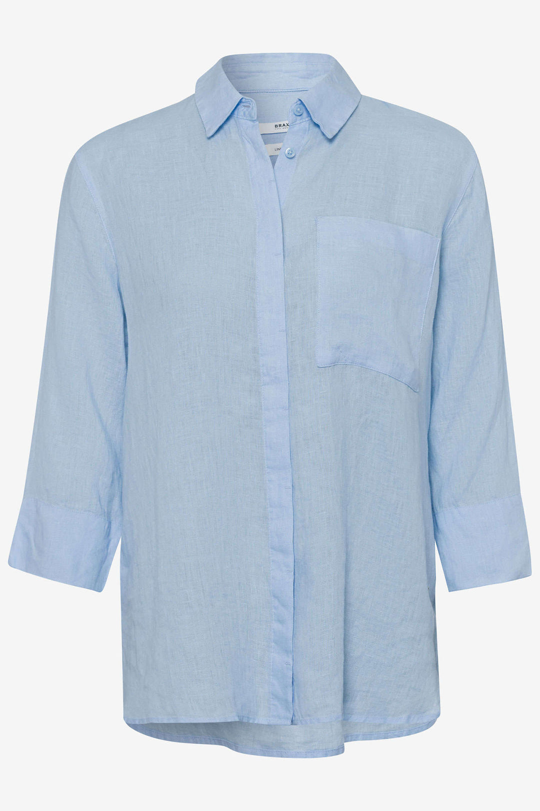 Brax Vicki 44-7038 94110200 27 Blush Blue Long Sleeve Linen Shirt - Shirley Allum Boutique