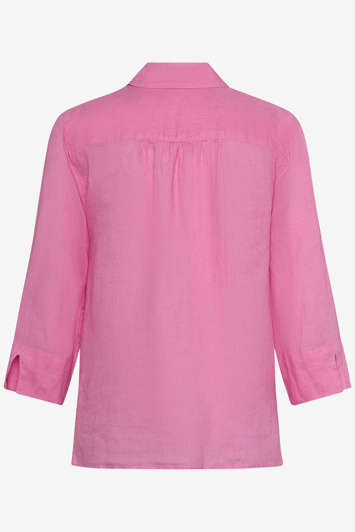 Brax Vicki 44-7038 94110200 48 Rosa Pink Long Sleeve Linen Shirt - Shirley Allum Boutique