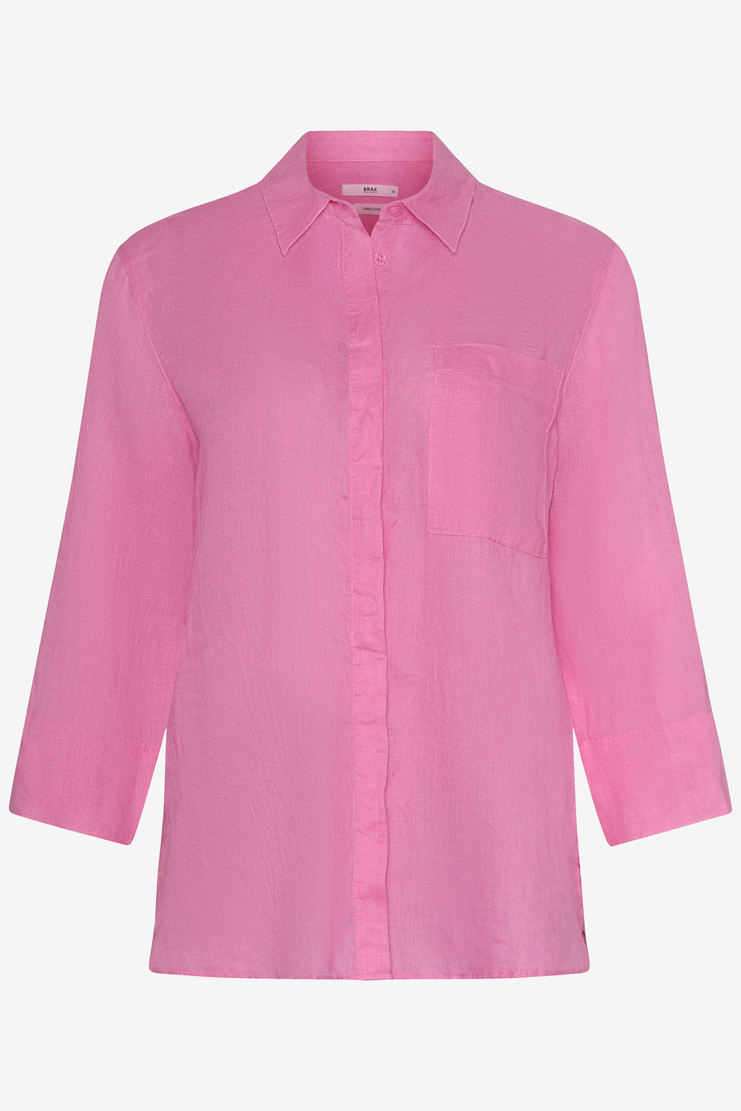 Brax Vicki 44-7038 94110200 48 Rosa Pink Long Sleeve Linen Shirt - Shirley Allum Boutique