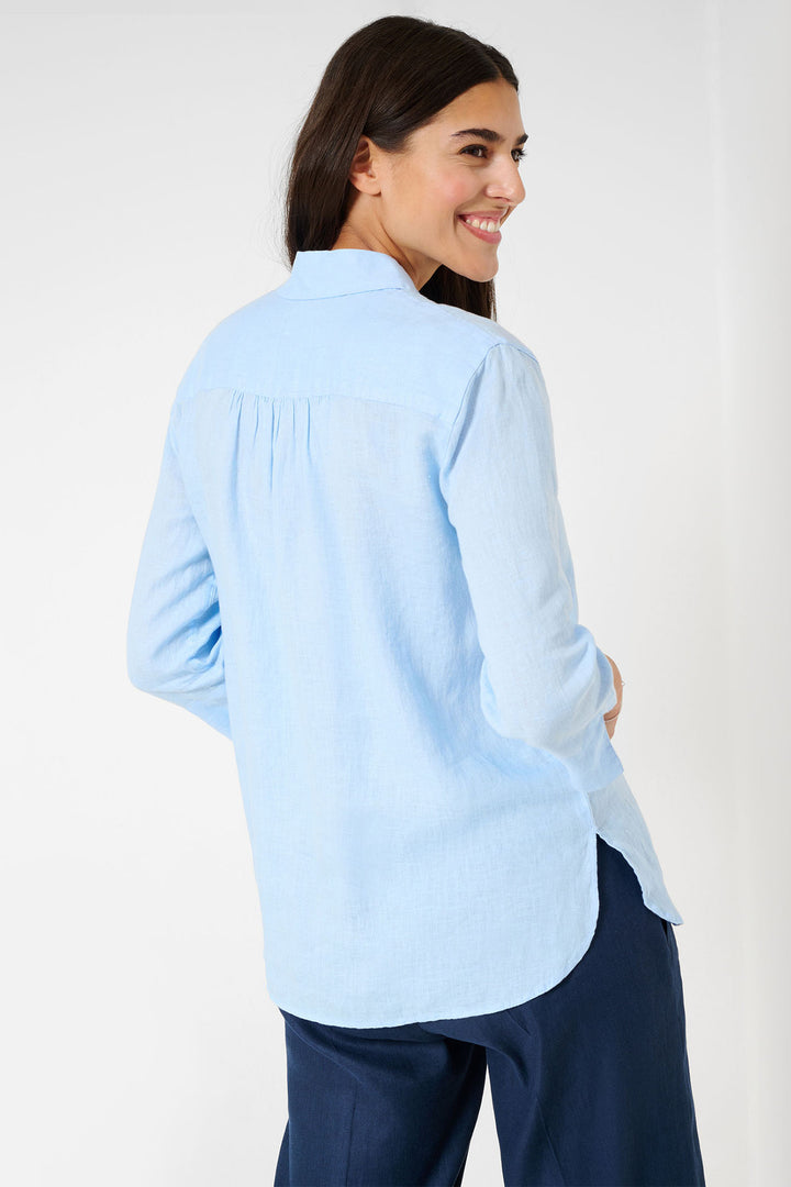 Brax Vicki 44-7038 94110200 27 Blush Blue Long Sleeve Linen Shirt - Shirley Allum Boutique
