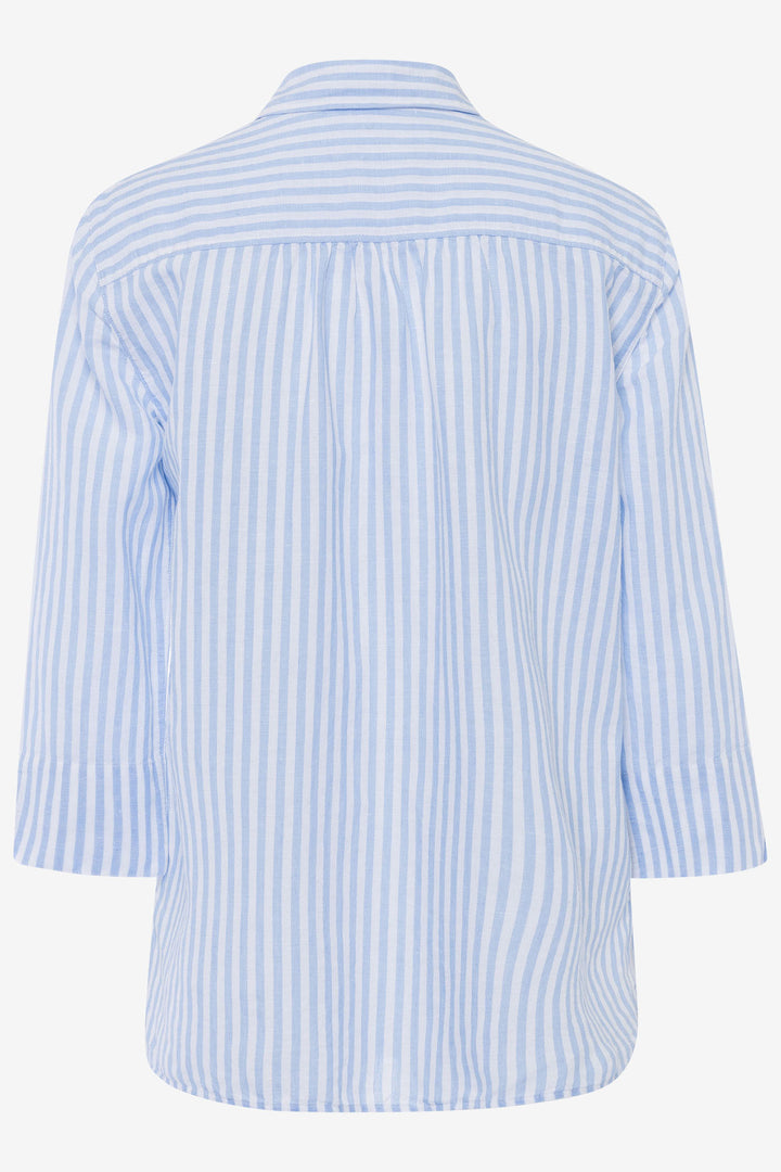 Brax Vicki 44-7568 94120200 27 Blush Blue Stripe Linen Mix Shirt - Shirley Allum Boutique