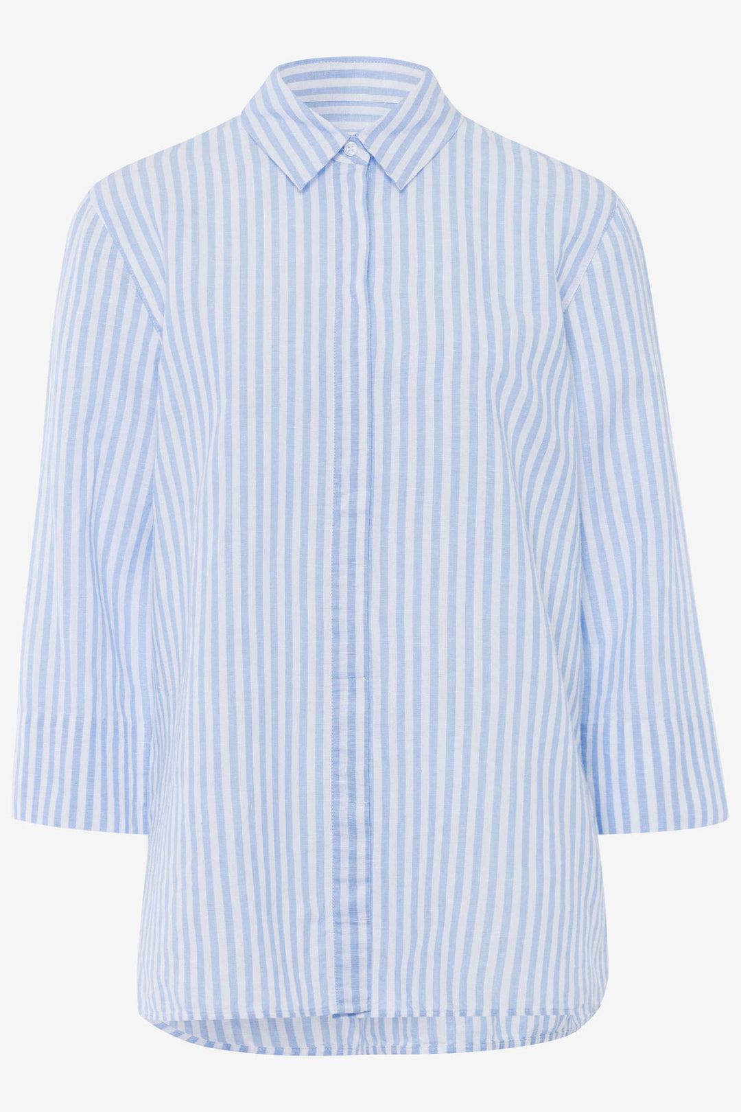 Brax Vicki 44-7568 94120200 27 Blush Blue Stripe Linen Mix Shirt - Shirley Allum Boutique