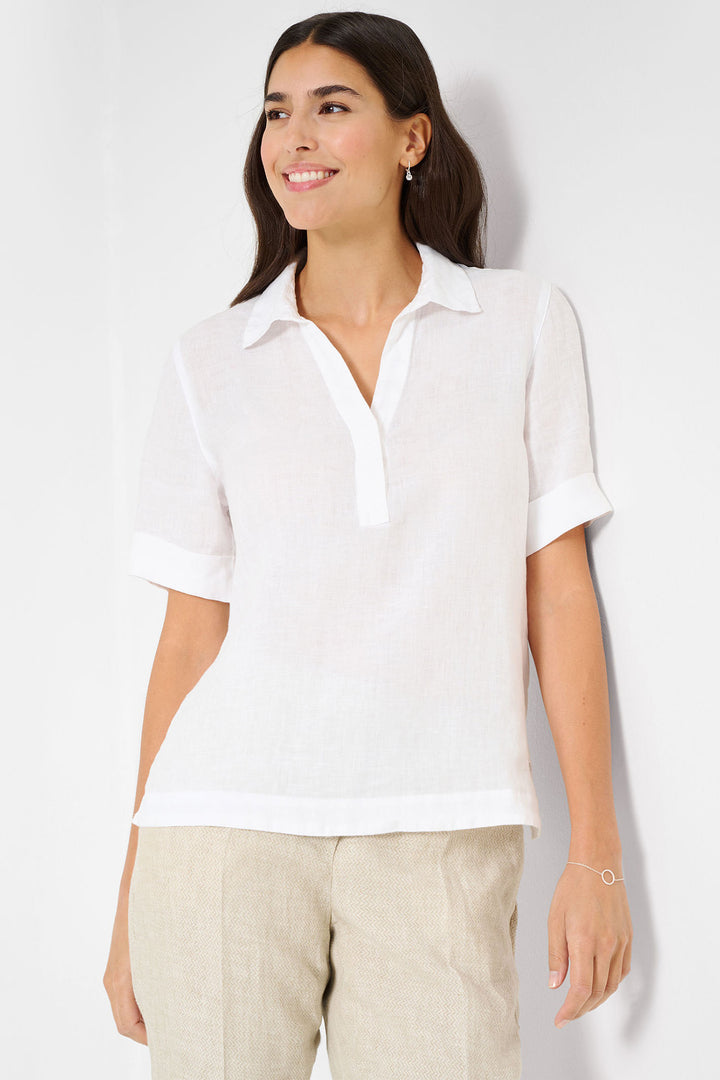 Brax Vio 44-703899 94131000 Short Sleeve White Shirt - Shirley Allum Boutique