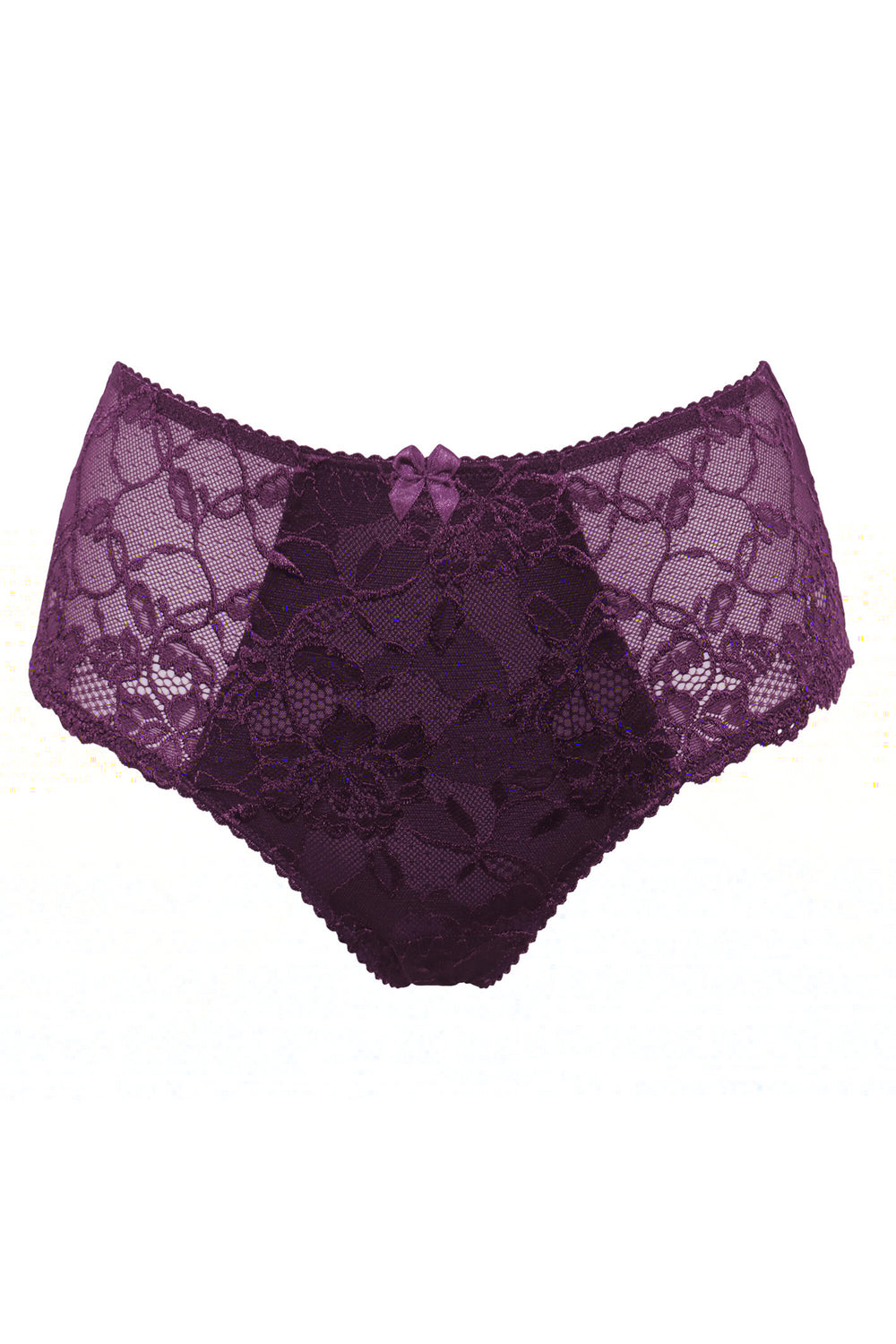 Purple lace underwear on a white background