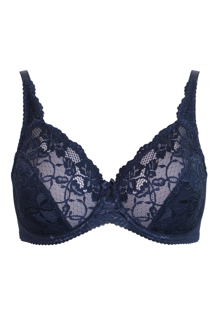 Charnos Rosalind midnight blue lace full cup underwired bra at Shirley Allum