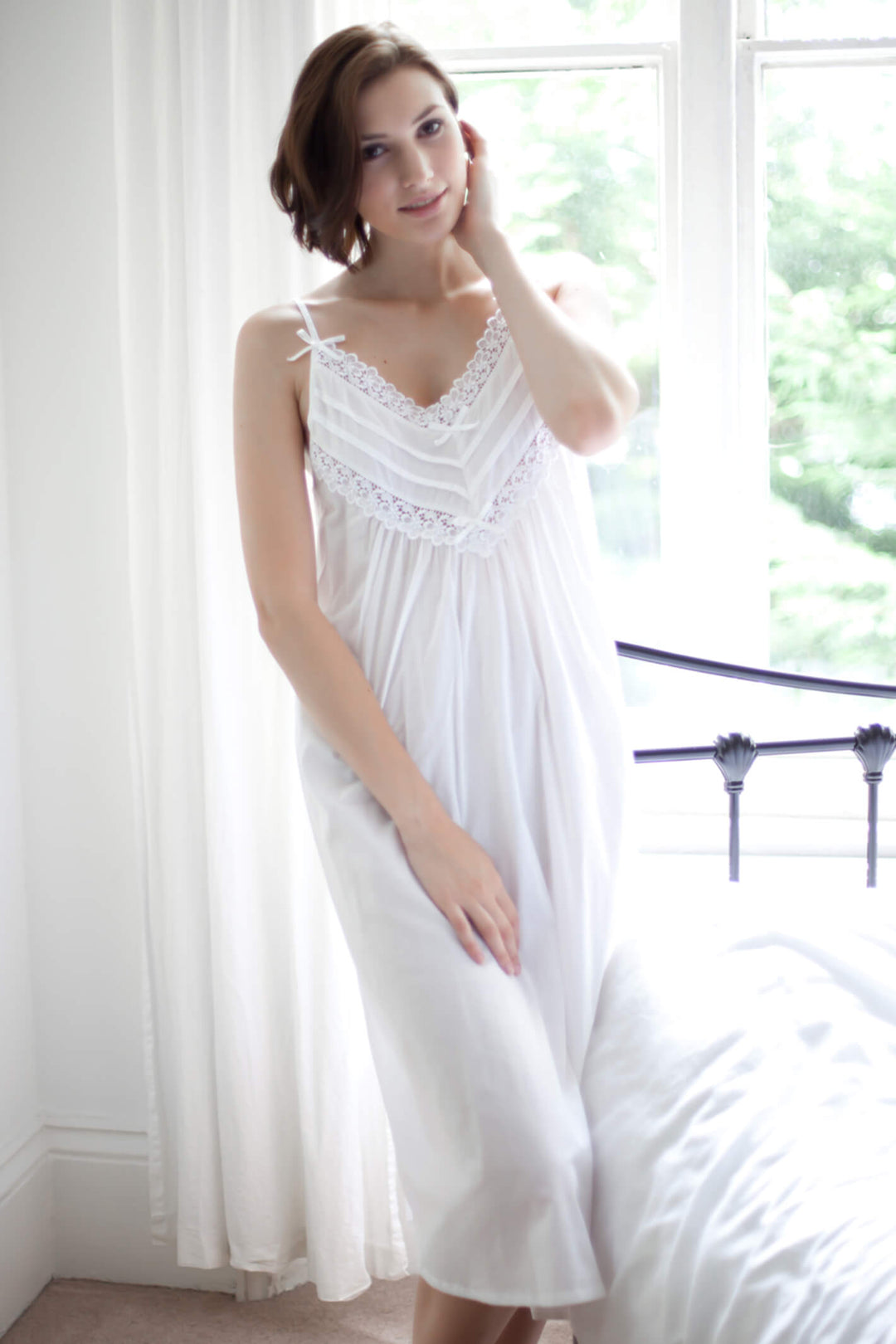 Cottonreal Cai Victorian Cotton Lawn Strappy Nightdress - Shirley Allum Boutique