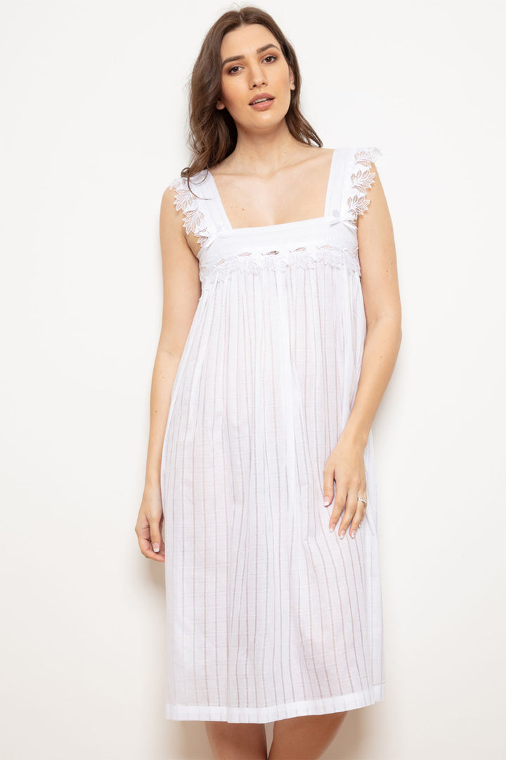 Cottonreal CR-BETH White Beth Wide Strap Nightdress - Shirley Allum Boutique