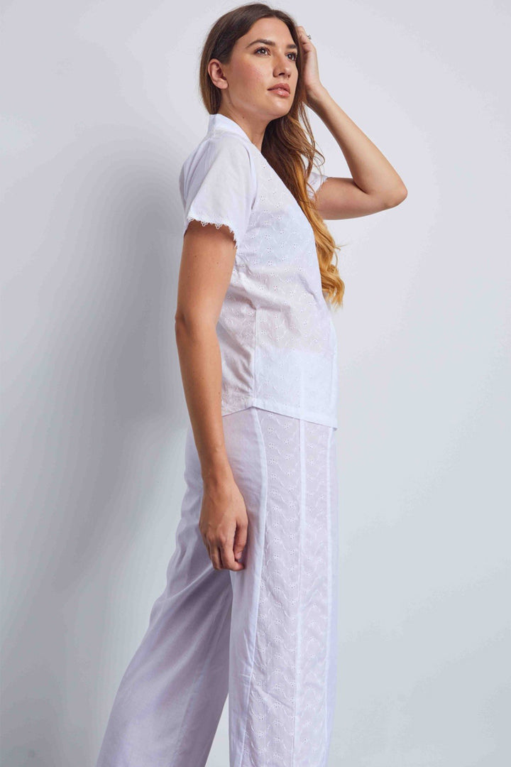 Cottonreal Tarbert Pyjama Set White Button Short Sleeve - Shirley Allum Boutique