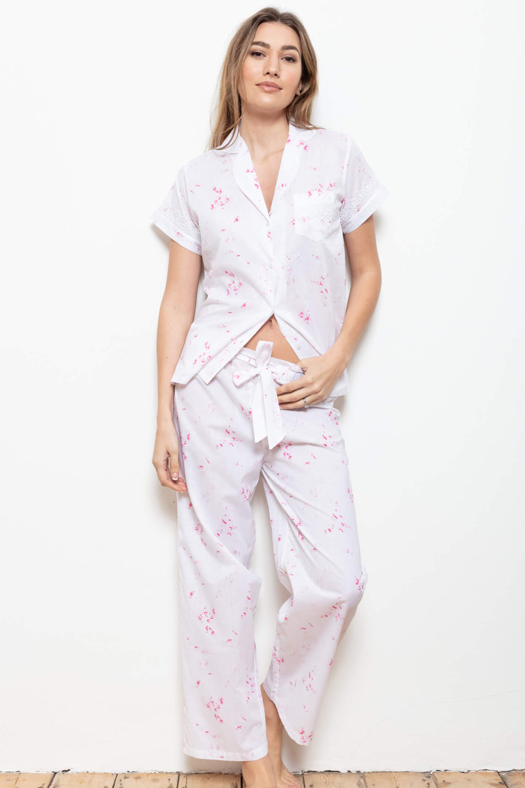 Cottonreal Yoloti Short Sleeve Cotton Lawn Pale Pink PJ Set - Shirley Allum Boutique