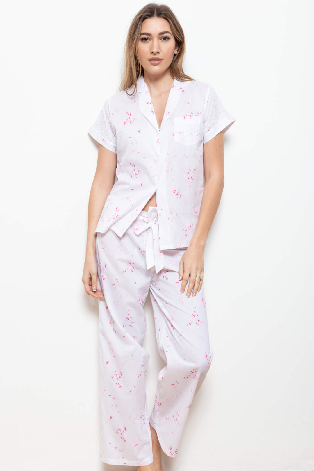 Cottonreal Yoloti Short Sleeve Cotton Lawn Pale Pink PJ Set - Shirley Allum Boutique
