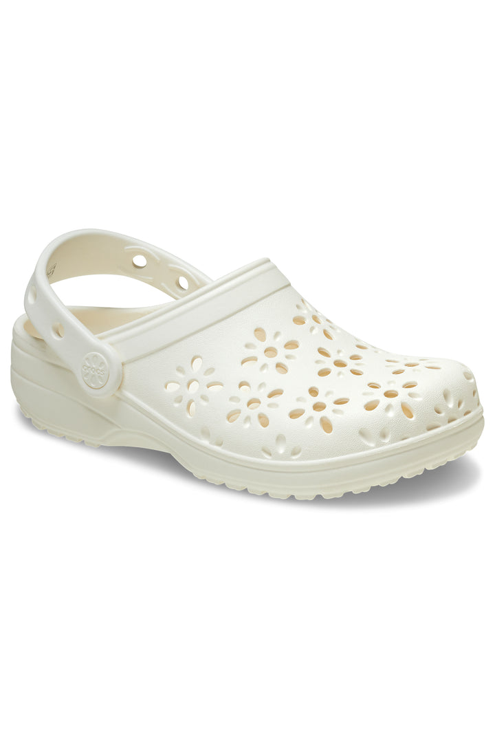 Crocs Classic Floral Cut Out Clog Chalk 210927-0WV - Shirley Allum Boutique