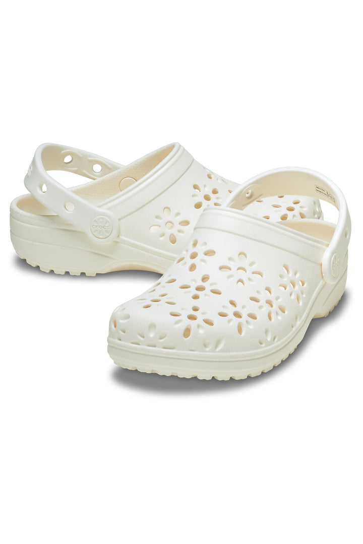 Crocs Classic Floral Cut Out Clog Chalk 210927-0WV - Shirley Allum Boutique