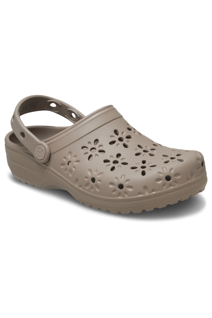 Crocs Classic Floral Cut Out Clog Taupe 210927-214 - Shirley Allum Boutique