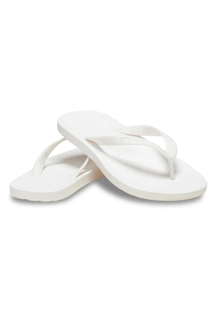 White flip-flops on a white background