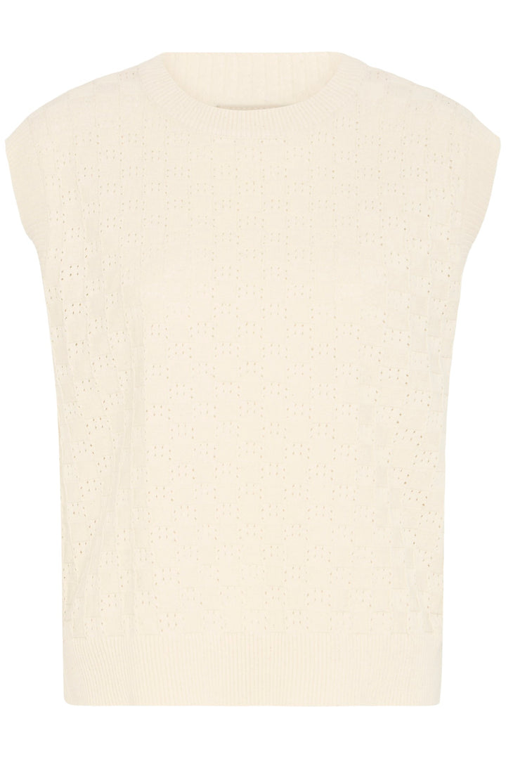Fransa FRSAMMY Whisper White Sleeveless Jumper Vest 20617626 110701