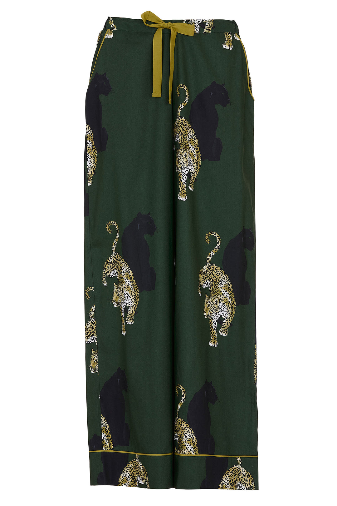 Cyberjammies 5001 Olive Leopard Print Green Wide Leg Pyjama Bottoms