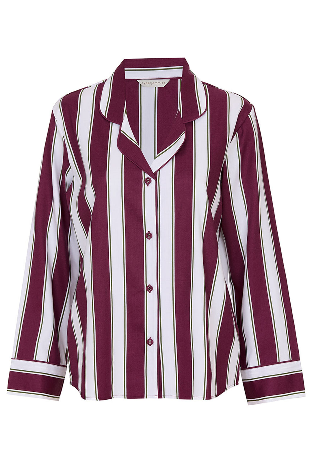 Cyberjammies 5083 Yasmin Printed Stripe Ox Blood Long Sleeve Pyjama Top