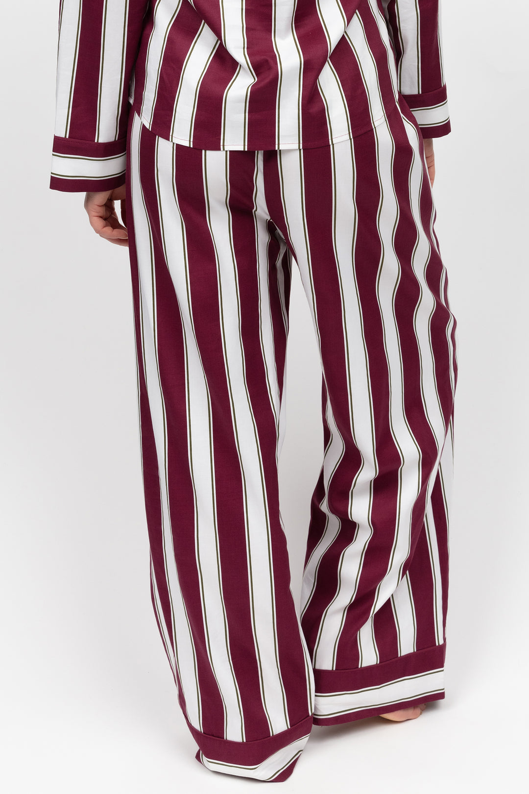 Cyberjammies 5084 Yasmin Printed Stripe Ox Blood Wide Leg Pyjama