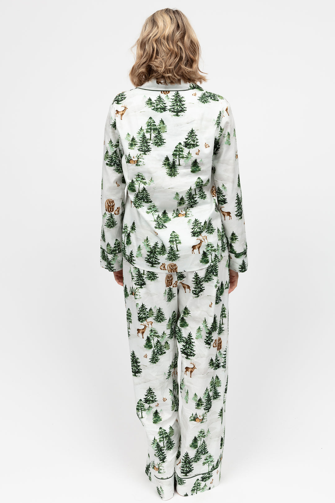 Cyberjammies 5124 Fern Olive Geen Alpine Print Long Sleeve Pyjama Top