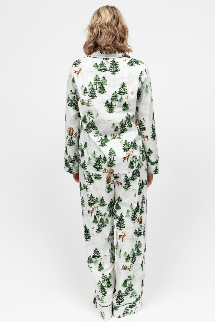 Cyberjammies 5125 Fern Olive Geen Alpine Print Wide Leg Pyjama Bottoms