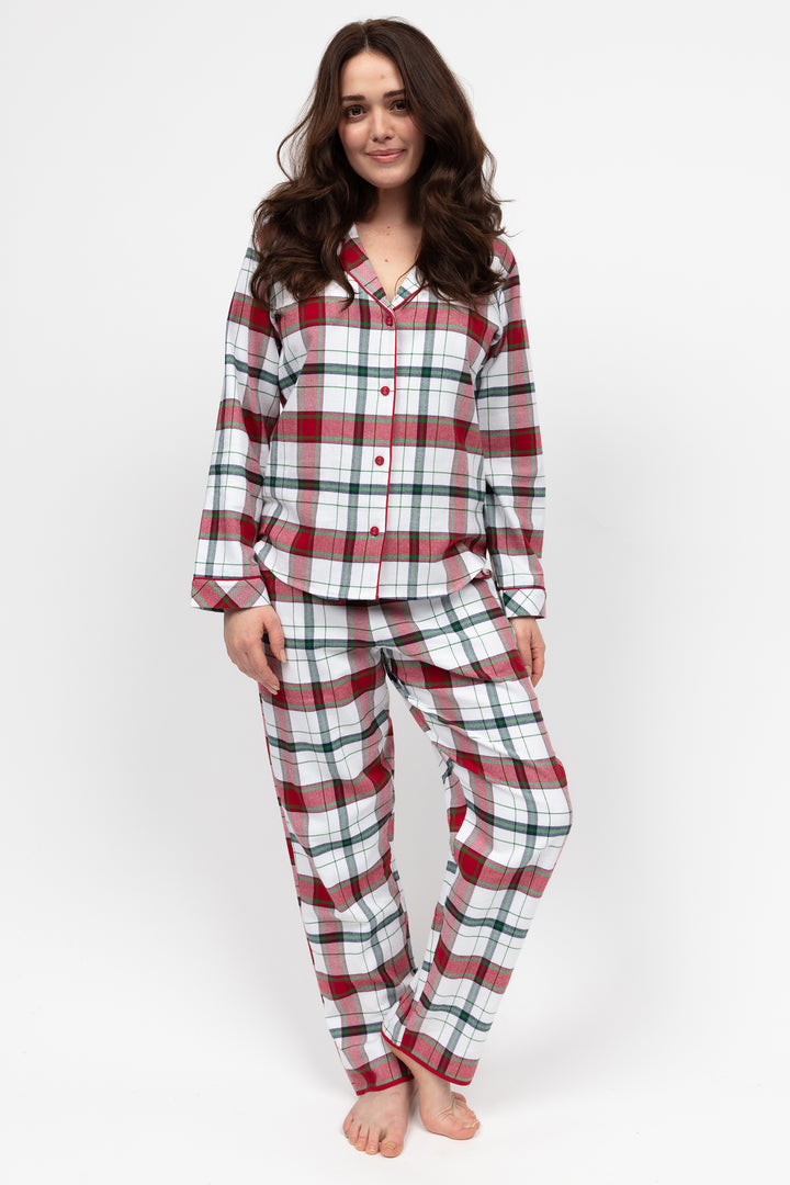 Cyberjammies 5139 Blaze Red Brushed Check Pyjama Top