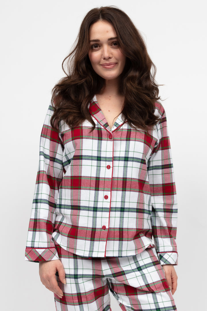 Cyberjammies 5139 Blaze Red Brushed Check Pyjama Top