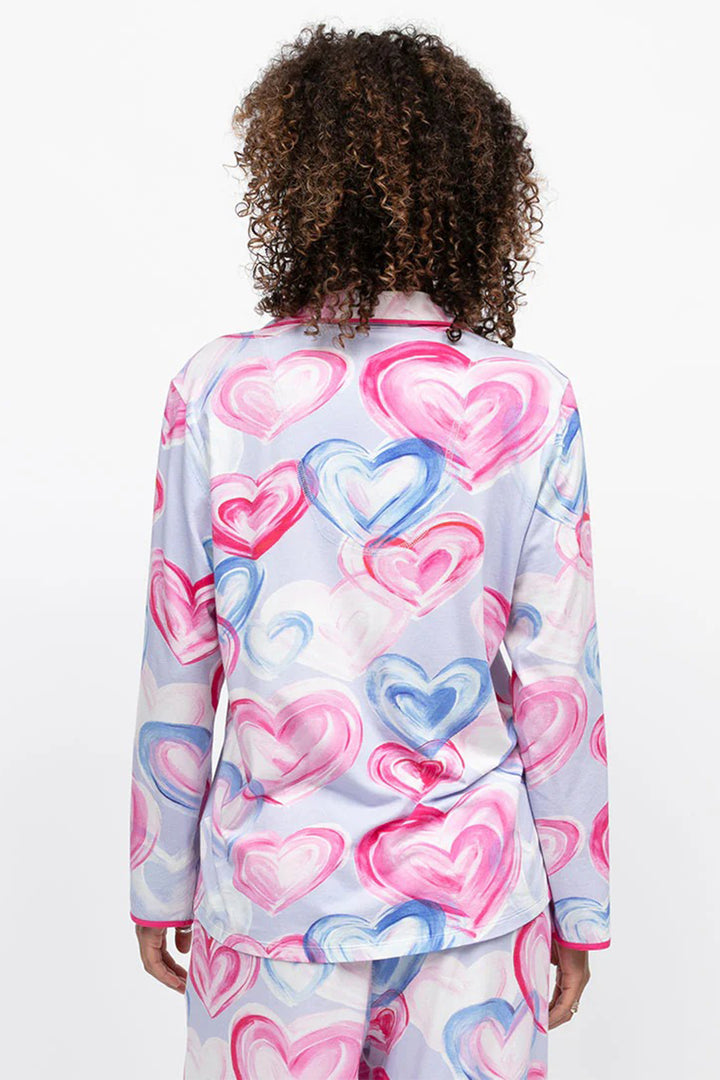 Cyberjammies 5230 Pink Chloe Heart Printed Jersey Long Sleeve Pyjama Top