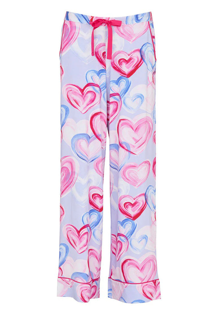 Cyberjammies 5231 Pink Chloe Heart Printed Jersey Wide Leg Pyjama Bottoms