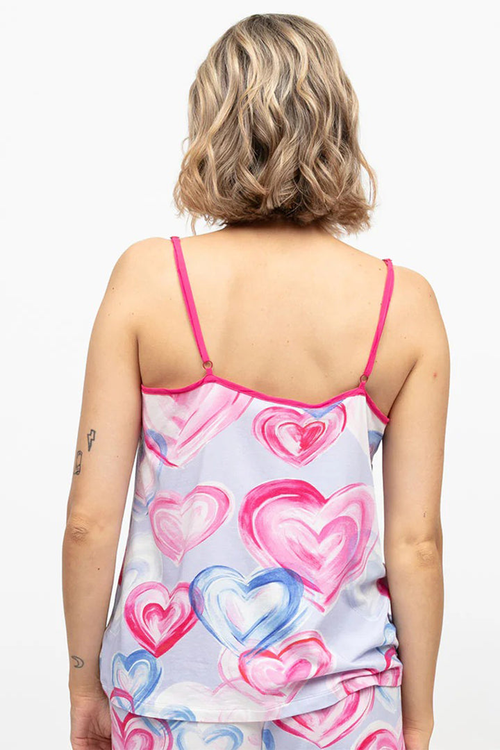 Cyberjammies 5232 Pink Chloe Heart Printed Jersey Cami Top