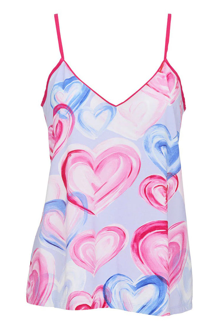 Cyberjammies 5232 Pink Chloe Heart Printed Jersey Cami Top