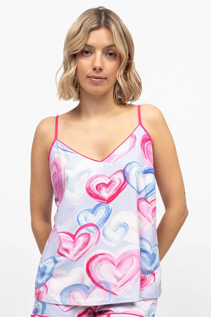 Cyberjammies 5232 Pink Chloe Heart Printed Jersey Cami Top