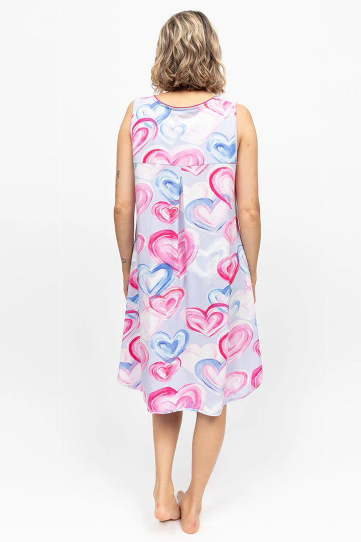 Cyberjammies 5234 Pink Chloe Heart Printed Jersey Swing Nightdress
