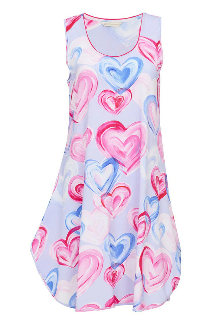 Cyberjammies 5234 Pink Chloe Heart Printed Jersey Swing Nightdress