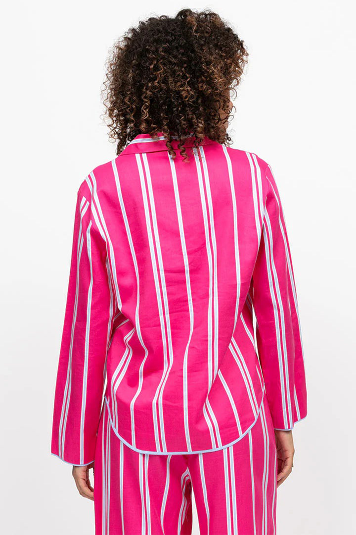 Cyberjammies 5235 Pink Chloe Printed Stripe Long Sleeve Pyjama Top