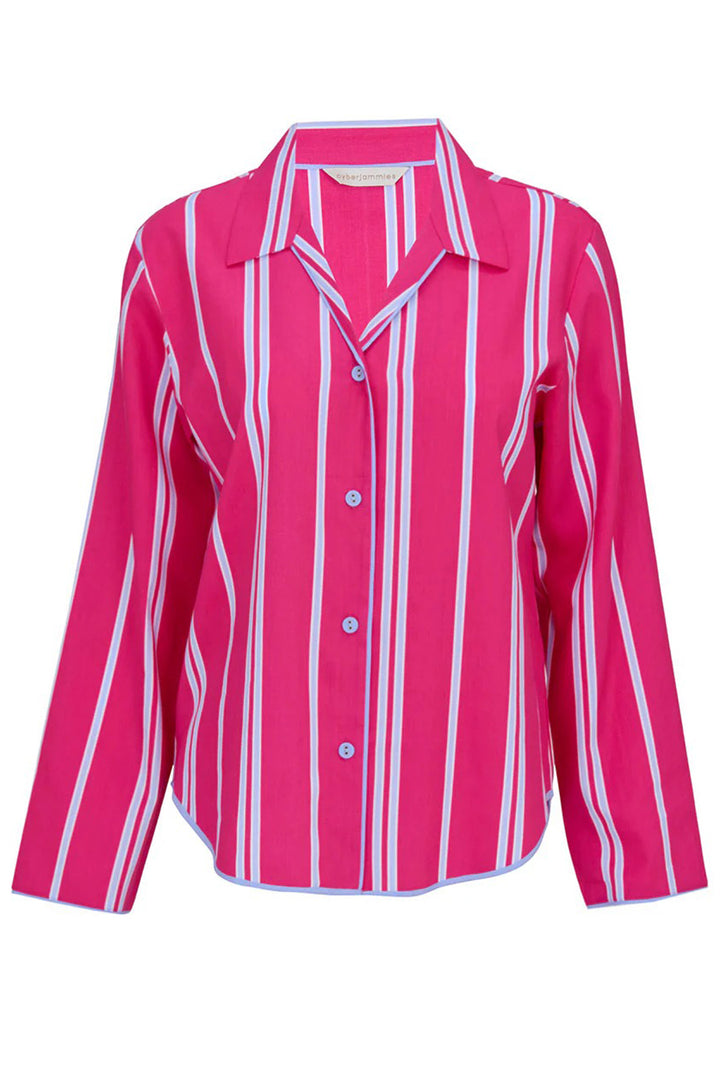 Cyberjammies 5235 Pink Chloe Printed Stripe Long Sleeve Pyjama Top