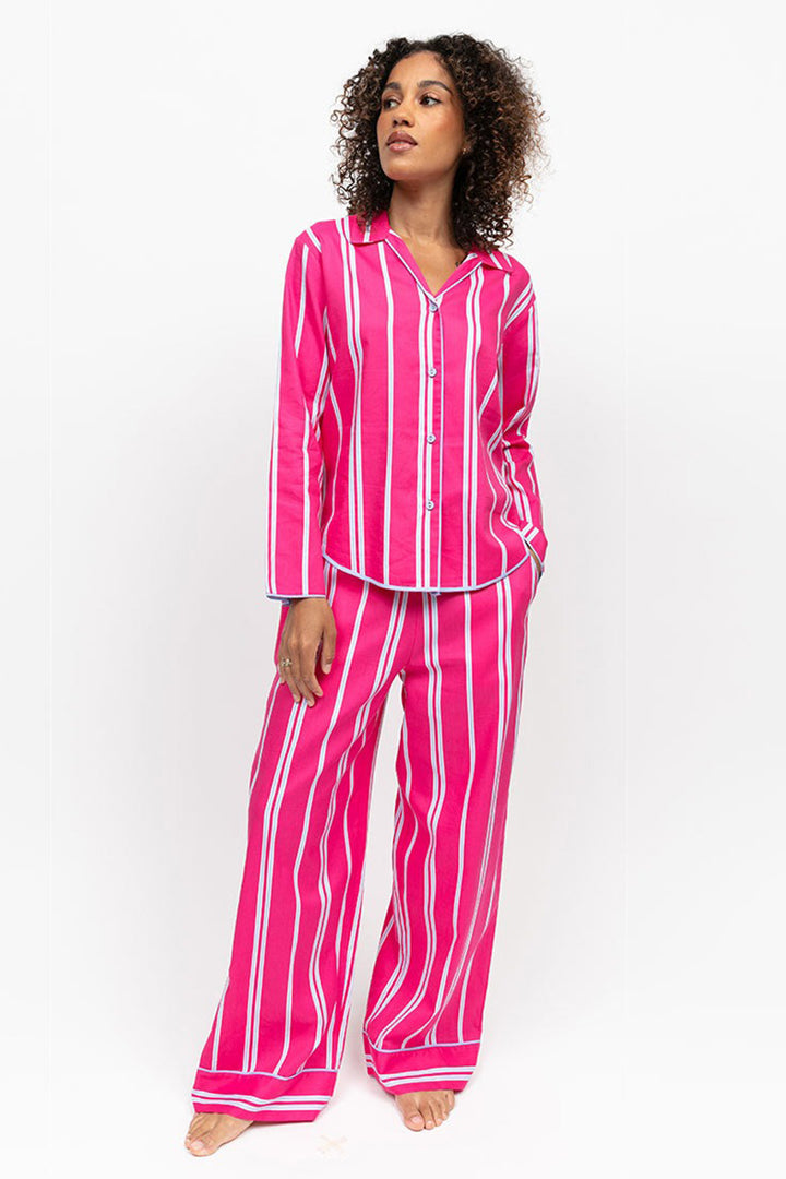 Cyberjammies 5236 Pink Chloe Printed Stripe Wide Leg Pyjama Bottoms