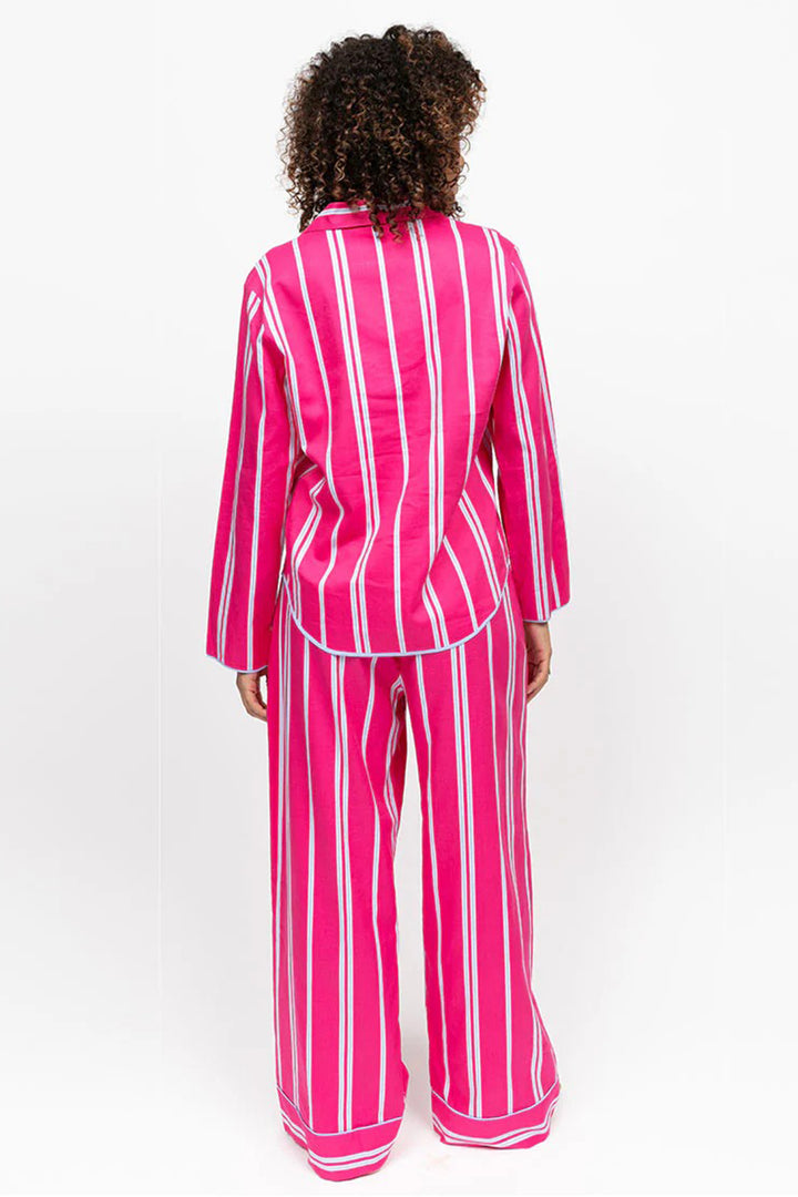 Cyberjammies 5236 Pink Chloe Printed Stripe Wide Leg Pyjama Bottoms