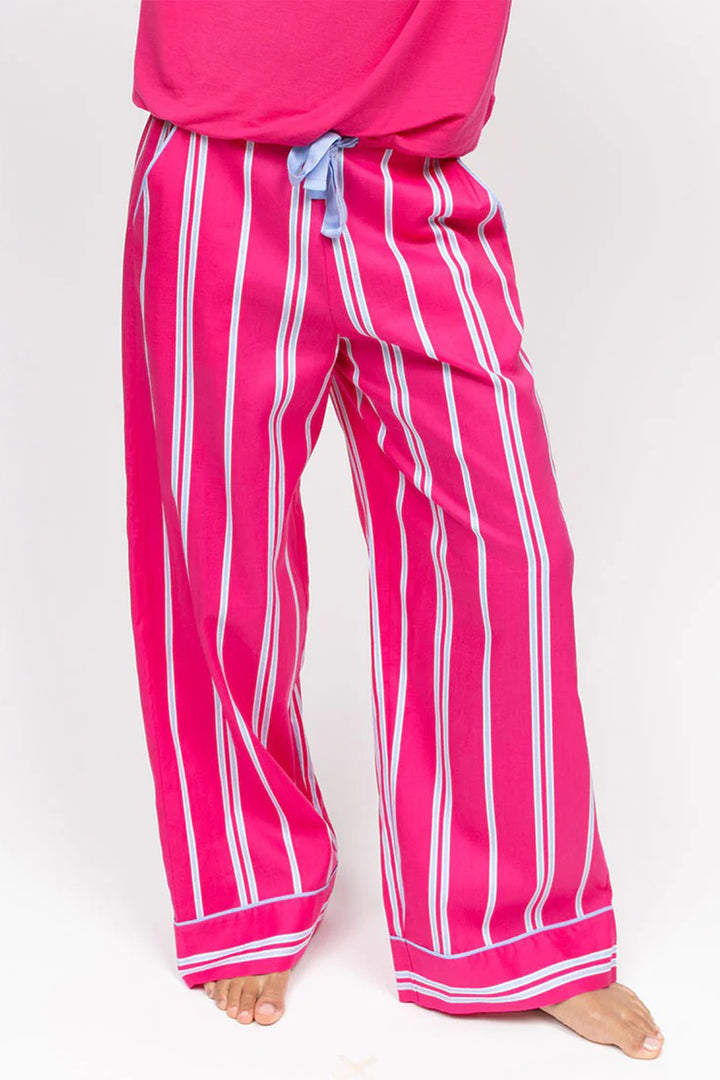 Cyberjammies 5236 Pink Chloe Printed Stripe Wide Leg Pyjama Bottoms