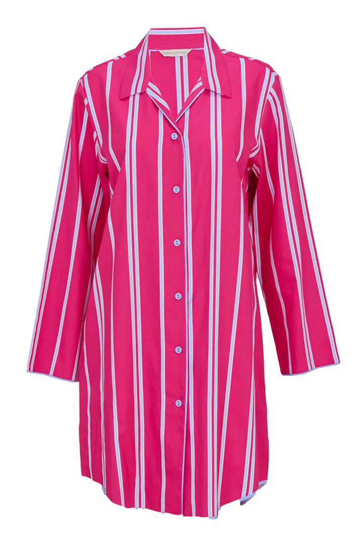 Cyberjammies 5239 Pink Chloe Printed Stripe Long Sleeve Nightshirt