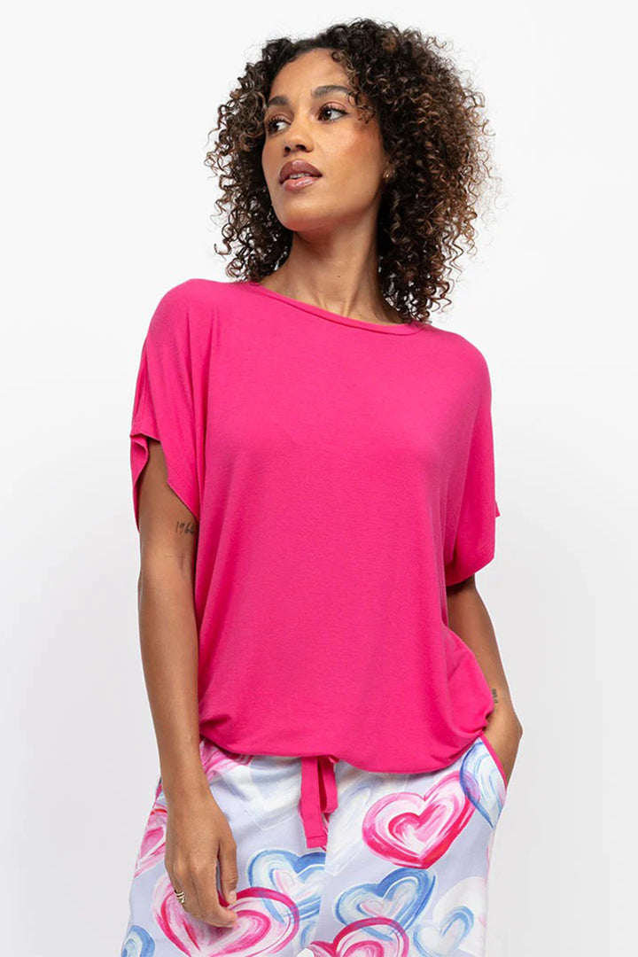Cyberjammies 5241 Pink Chloe Slouch Jersey Cap Sleeve Pyjama Top