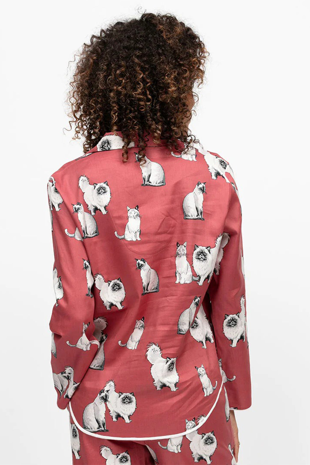 Cyberjammies 5290 Terracotta Josie Cat Print Long Sleeve Pyjama Top