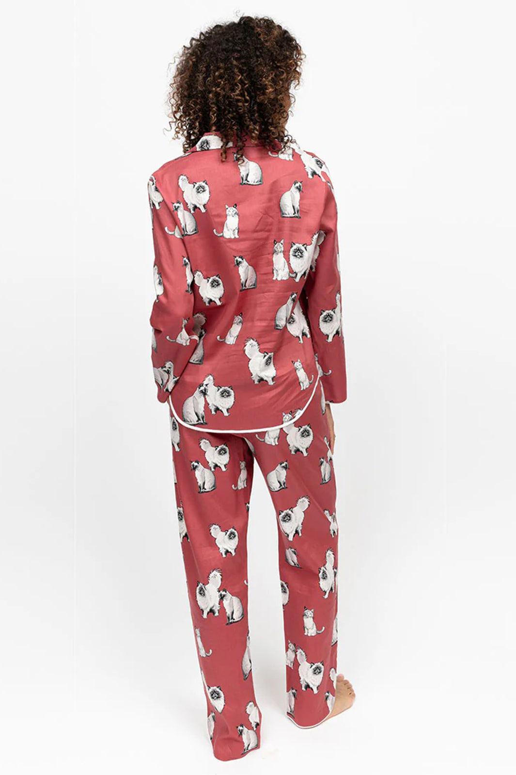 Cyberjammies 5290 Terracotta Josie Cat Print Long Sleeve Pyjama Top