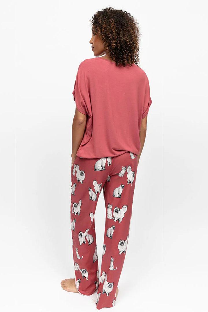 Cyberjammies 5291 Terracotta Josie Cat Print Pyjama Bottoms
