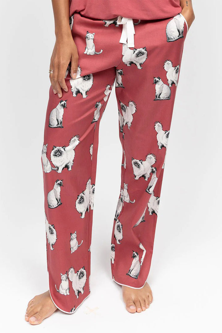 Cyberjammies 5291 Terracotta Josie Cat Print Pyjama Bottoms