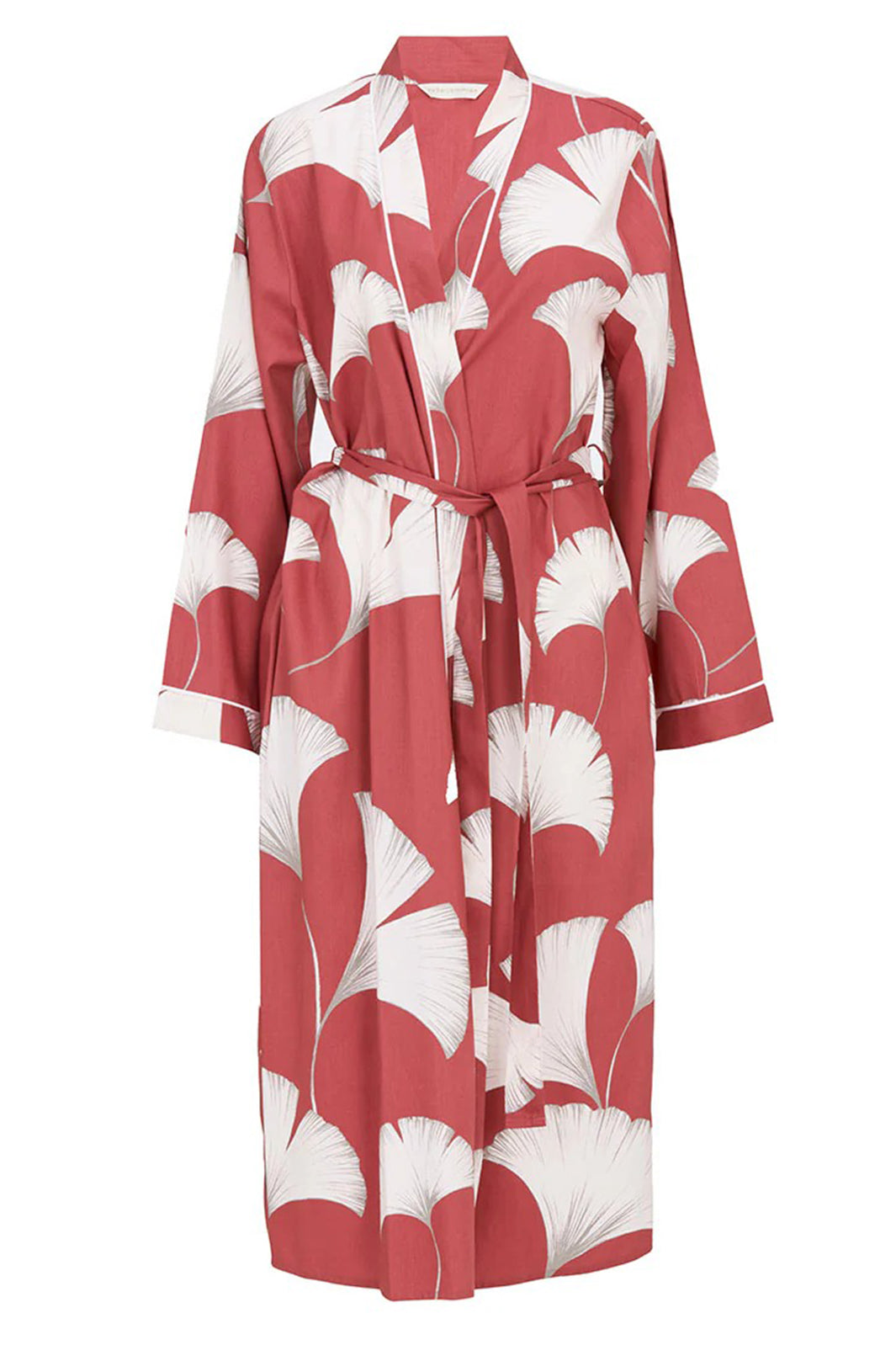 Cyberjammies 5300 Terracotta Josie Leaf Print Long Sleeve Dressing Gown