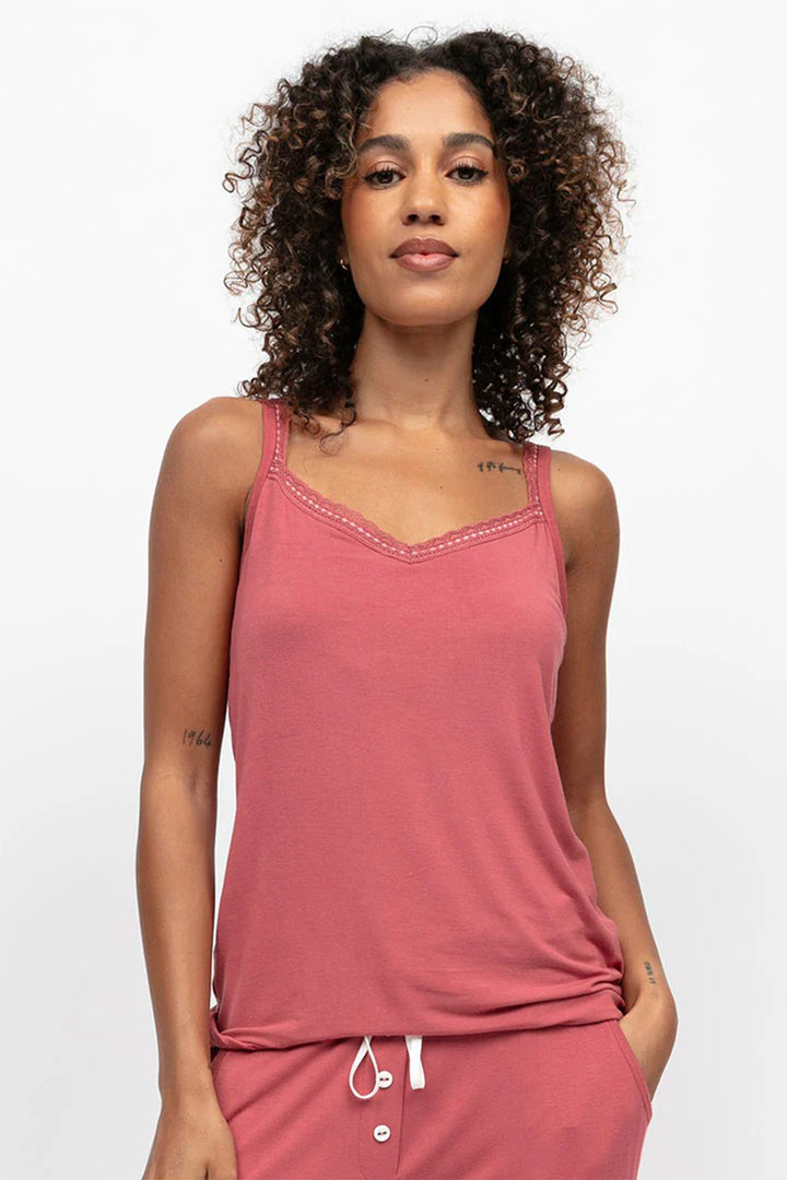 Cyberjammies 5307 Terracotta Josie Jersey Lace Trim Hidden Support Vest