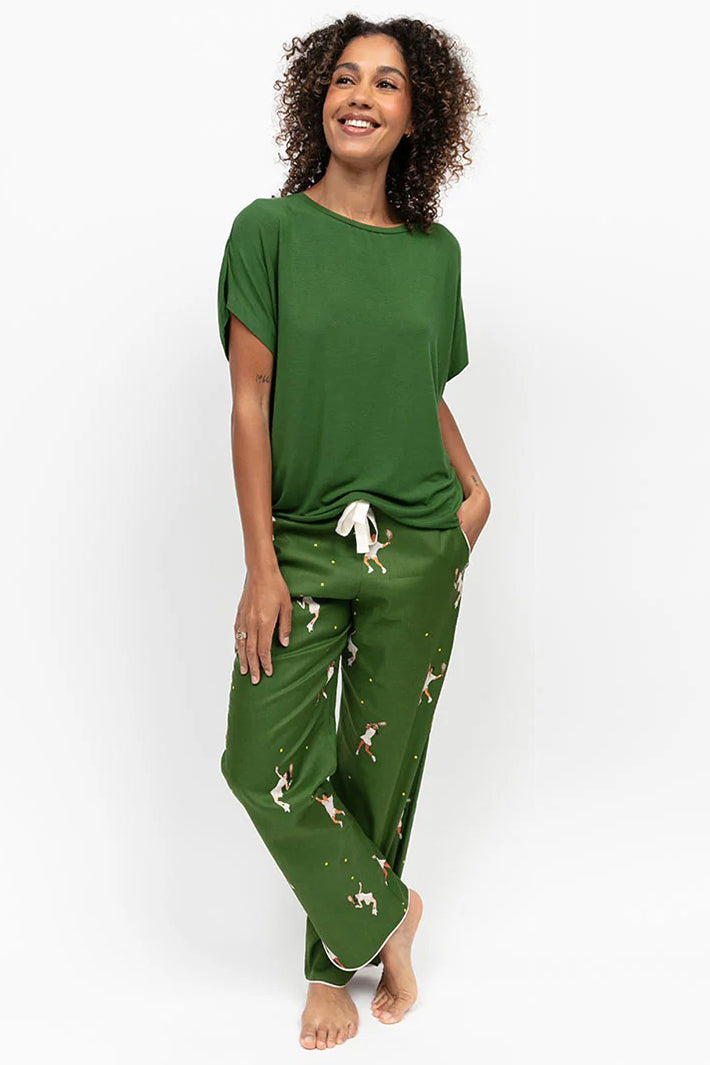 Cyberjammies 5363 Green Charlie Slouch Jersey Cap Sleeve Pyjama Top