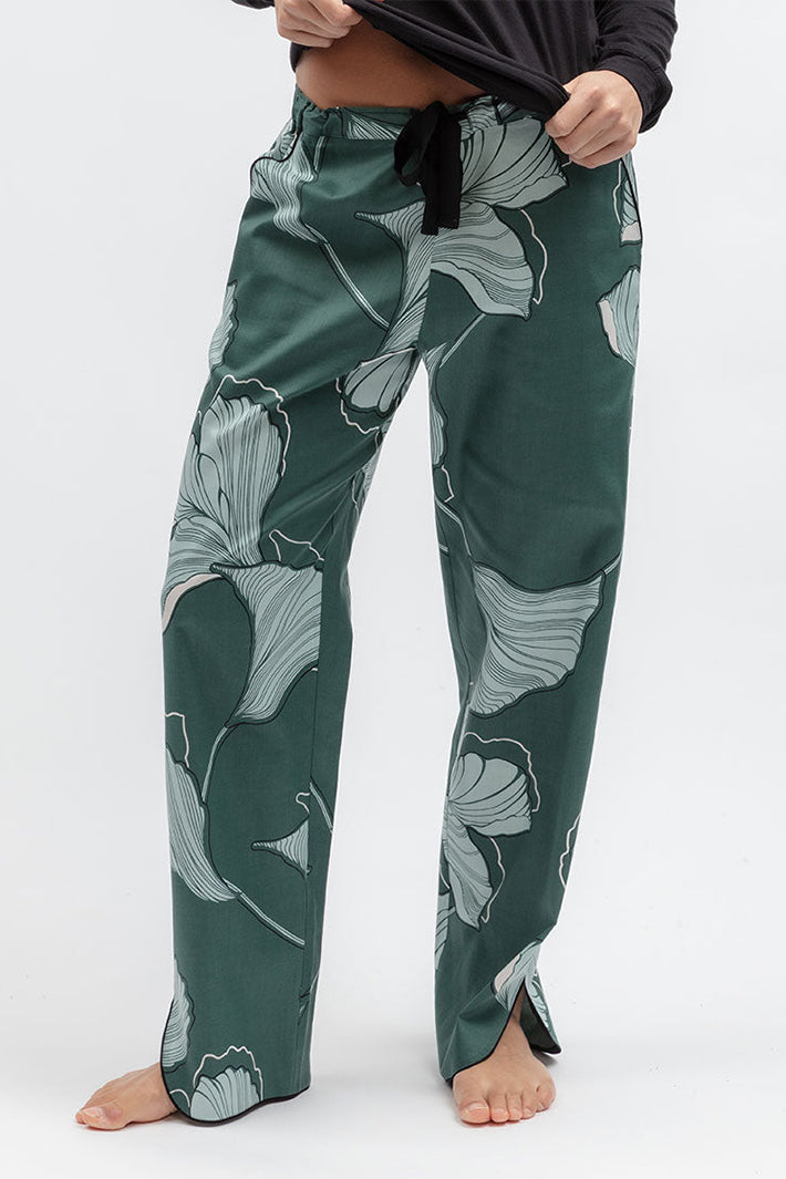 Cyberjammies 5573 Grace Green Floral Print Pyjama Bottoms, front view