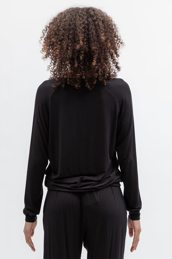 Cyberjammies 5580 Grace Black Slouch Jersey Long Sleeve Pyjama Top, back view