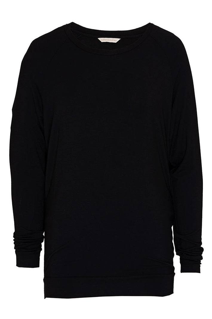 Cyberjammies 5580 Grace Black Slouch Jersey Long Sleeve Pyjama Top, flat lay